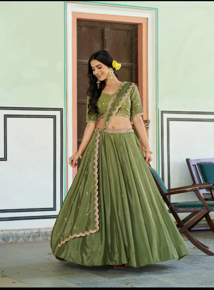 Half Saree Chinnon Silk