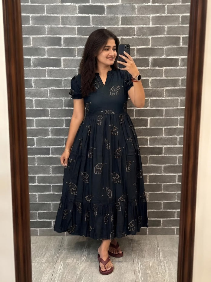 Plus Size Slub Cotton Frock