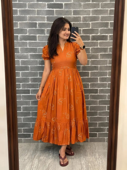 Plus Size Slub Cotton Frock