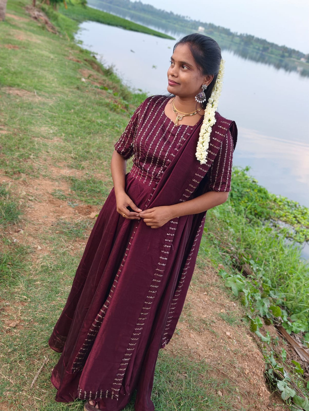 Plus Size Stone Rani 2pcs Set Vizhitra Silk