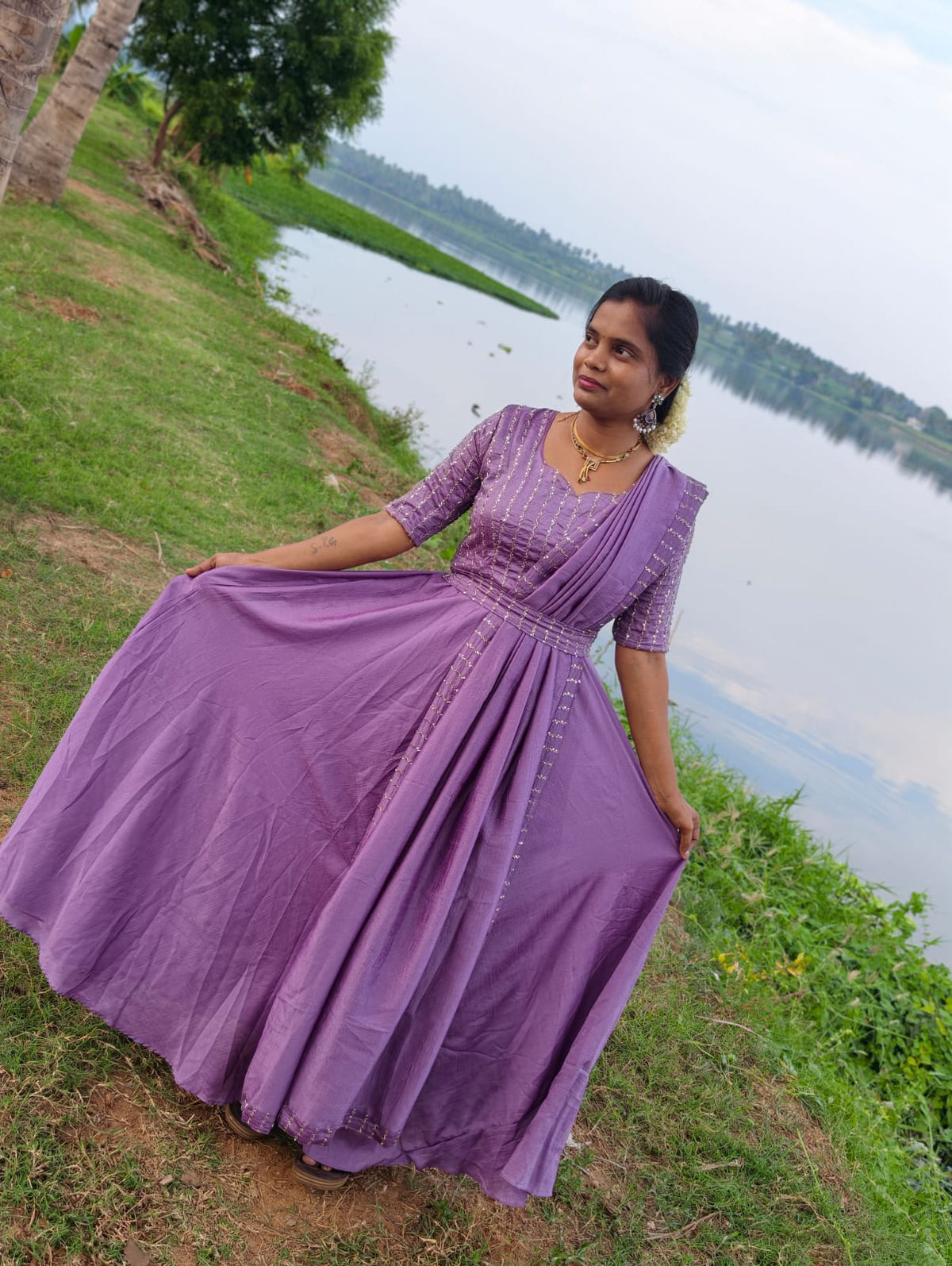 Plus Size Stone Rani 2pcs Set Vizhitra Silk