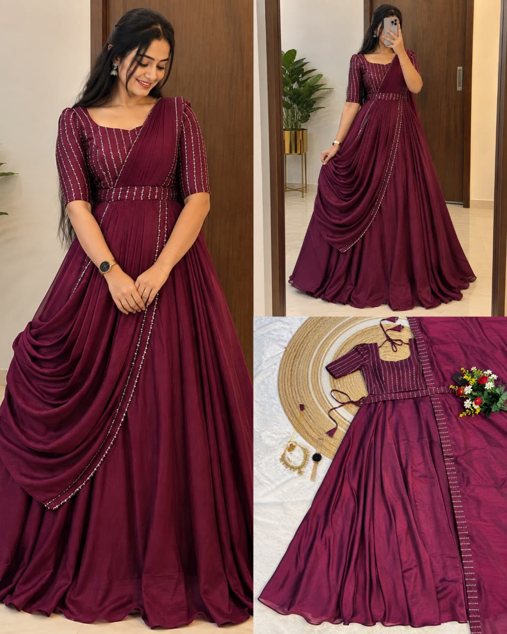 Plus Size Stone Rani 2pcs Set Vizhitra Silk