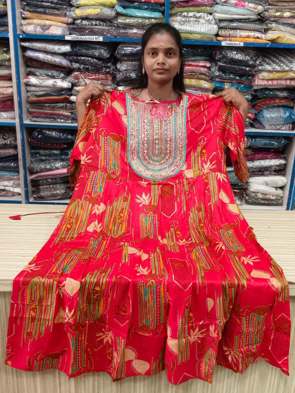 Plus Size Rayon Anarkali - Elegant Panel-Cut Design