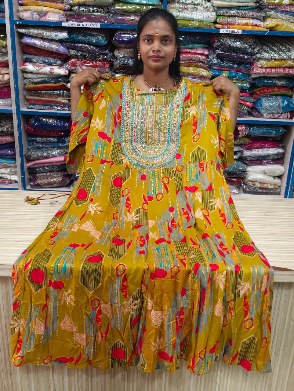 Plus Size Rayon Anarkali - Elegant Panel-Cut Design