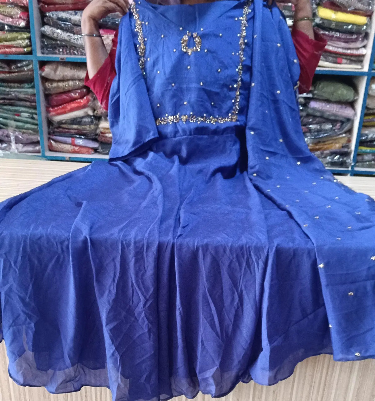Plus Size Kanaka Aari Work Umberlla with Dupatta