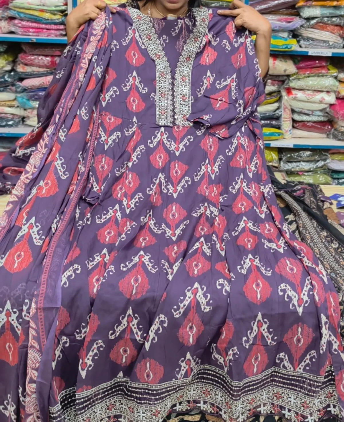 Plus Size Scalp Neck Design Umbrella With Dupatta