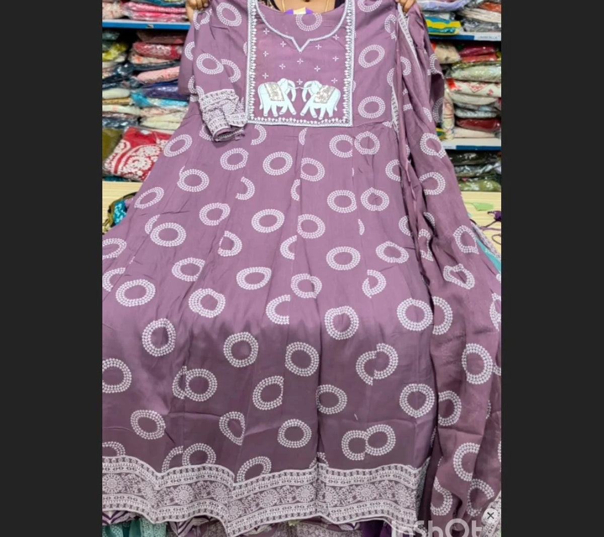 Plus Size Elephant Emporidary Umbrella With Dupatta