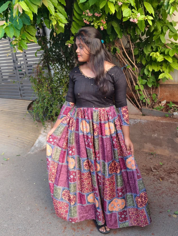 Multi Colour Maxi With Dupatta