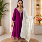 Vizhitra Silk Anarkali Top With Dupatta