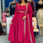 Plus Size Embroidered Gown - Vichitra Silk