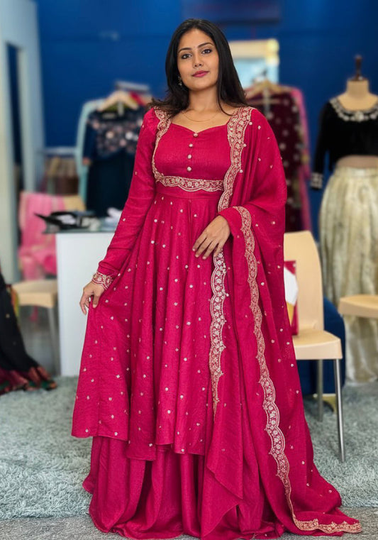 Embroidered Gown - Vichitra Silk