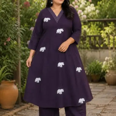 Plus Size Vertican Fabric Gown