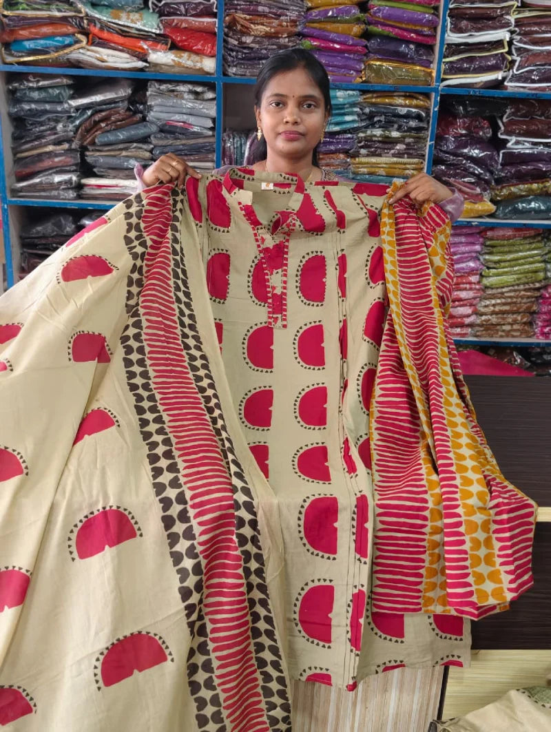 Plus Size Dhabu Cotton 3pcs Set