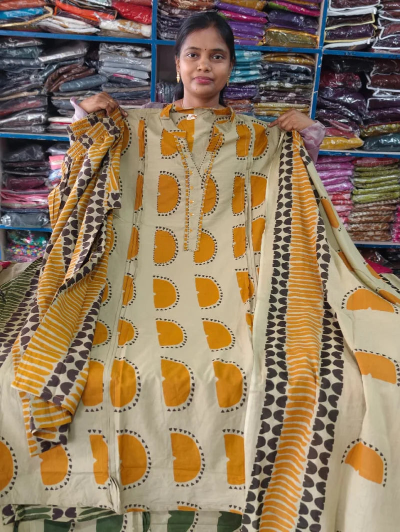 Plus Size Dhabu Cotton 3pcs Set