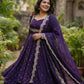Plus Size Embroidered Gown - Vichitra Silk